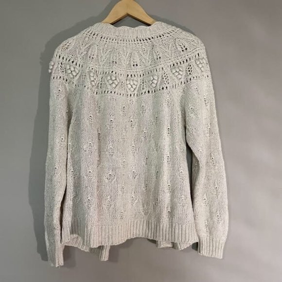 Lady Footlocker Casuals Cream Hand Knit 100% Silk Button Up Cardigan Sz L - Picture 16 of 16